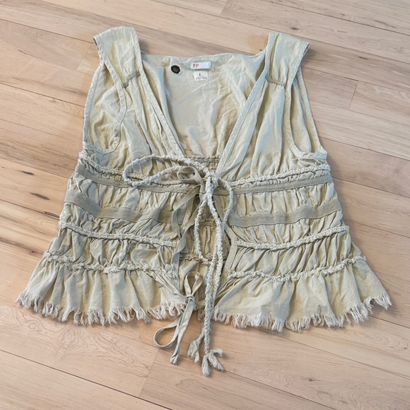 Free People Jackets & Blazers - Vintage-Free People Utility Y2K Tie Front 100% Cotton Vest-Boho-Hippie-L